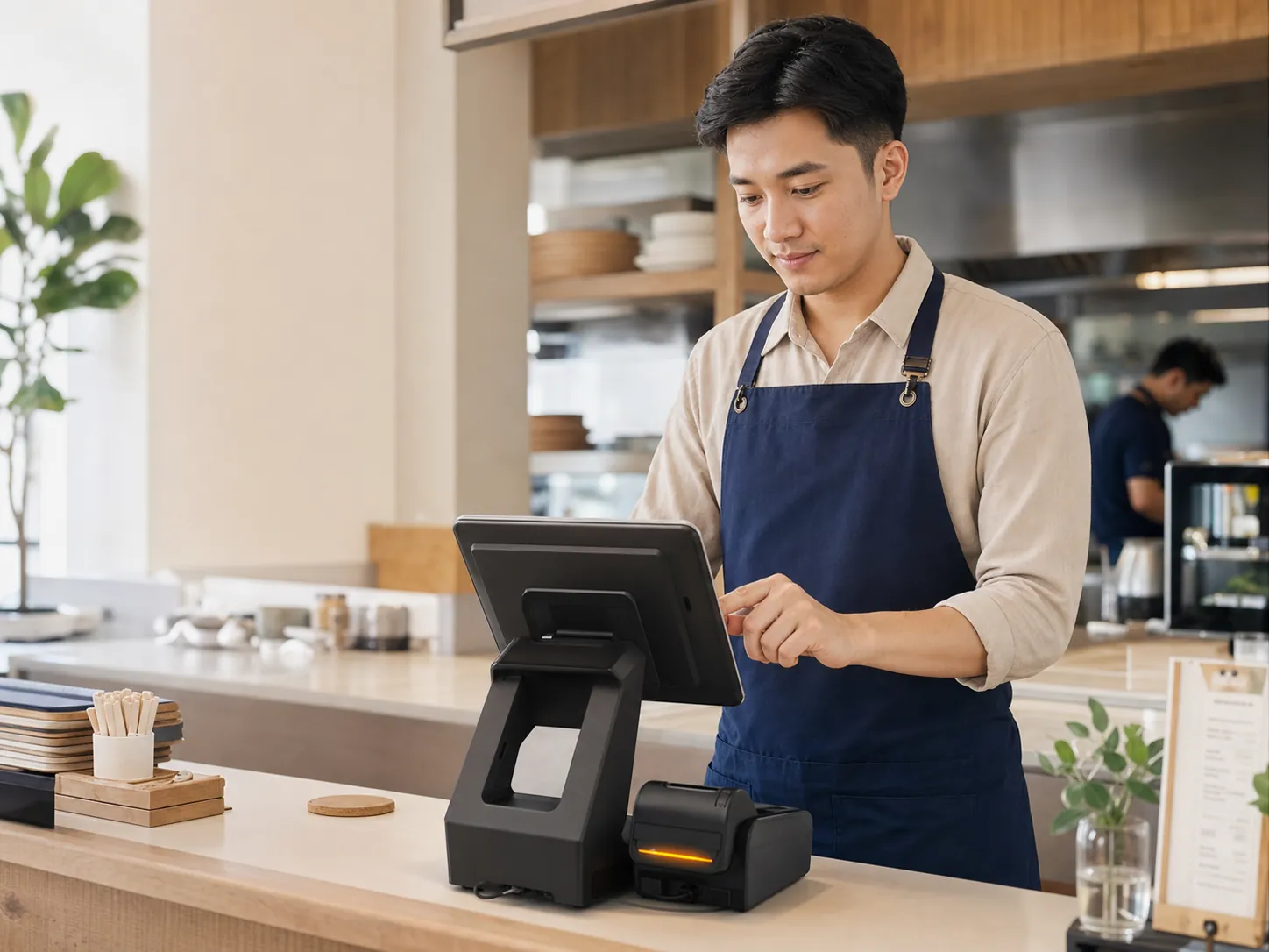 Restaurant staff using the FNB POS cashier system