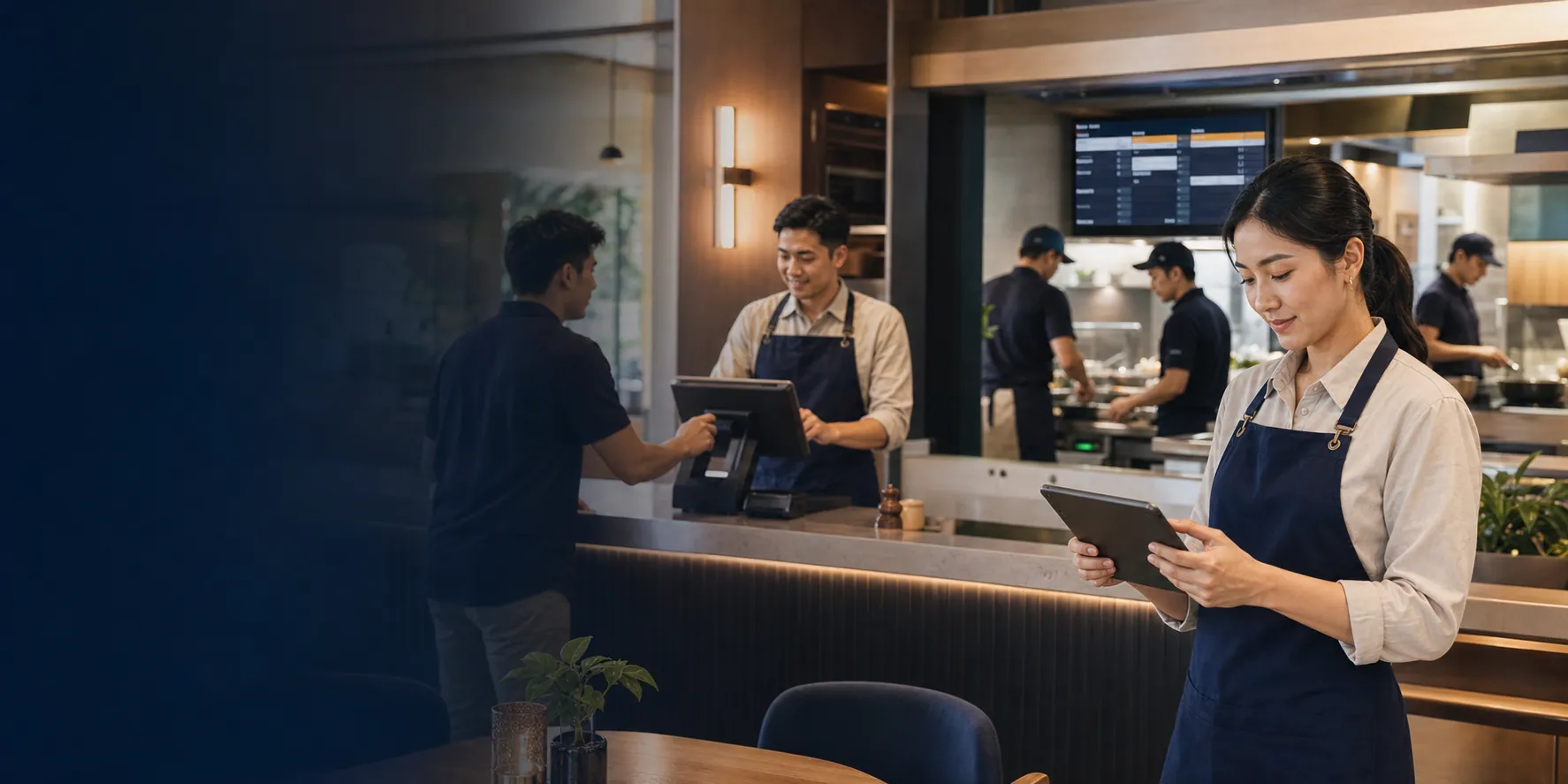 Connected restaurant operations from cashier and kitchen to owner