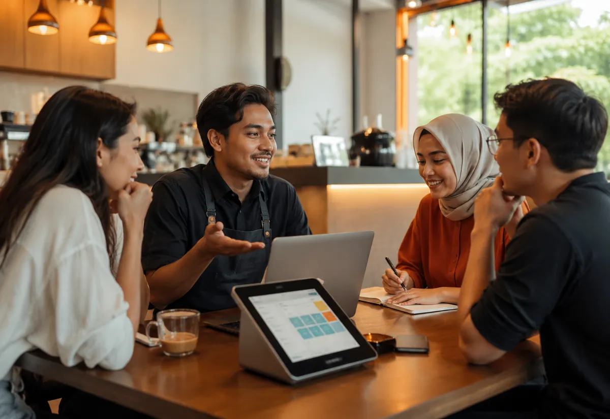 Tim berkolaborasi membahas kemitraan